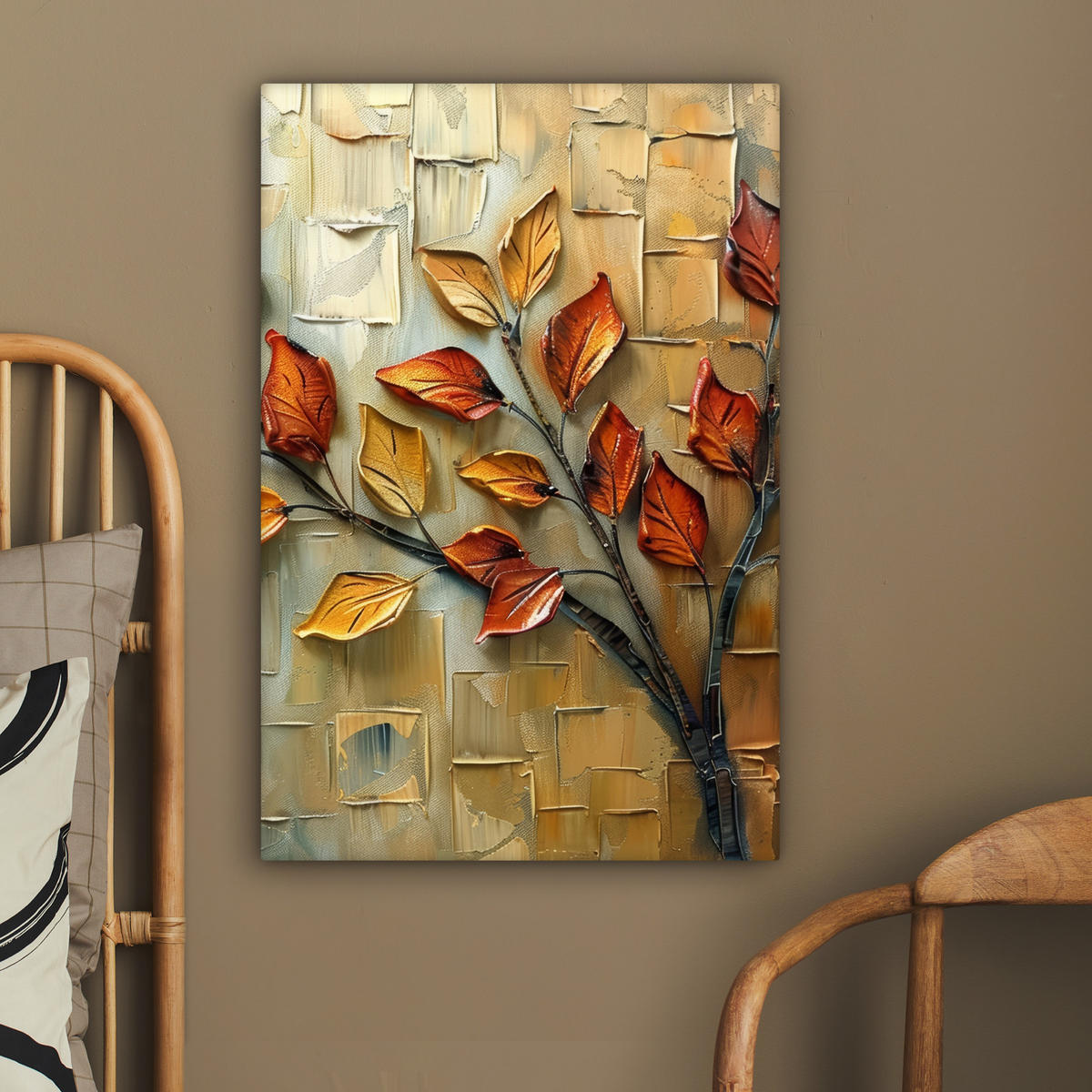 LEINWANDBILD Baum - Abstrakt - Natur - Kunst 40x60 cm - Goldfarben, Textil (40/60cm) - MuchoWow