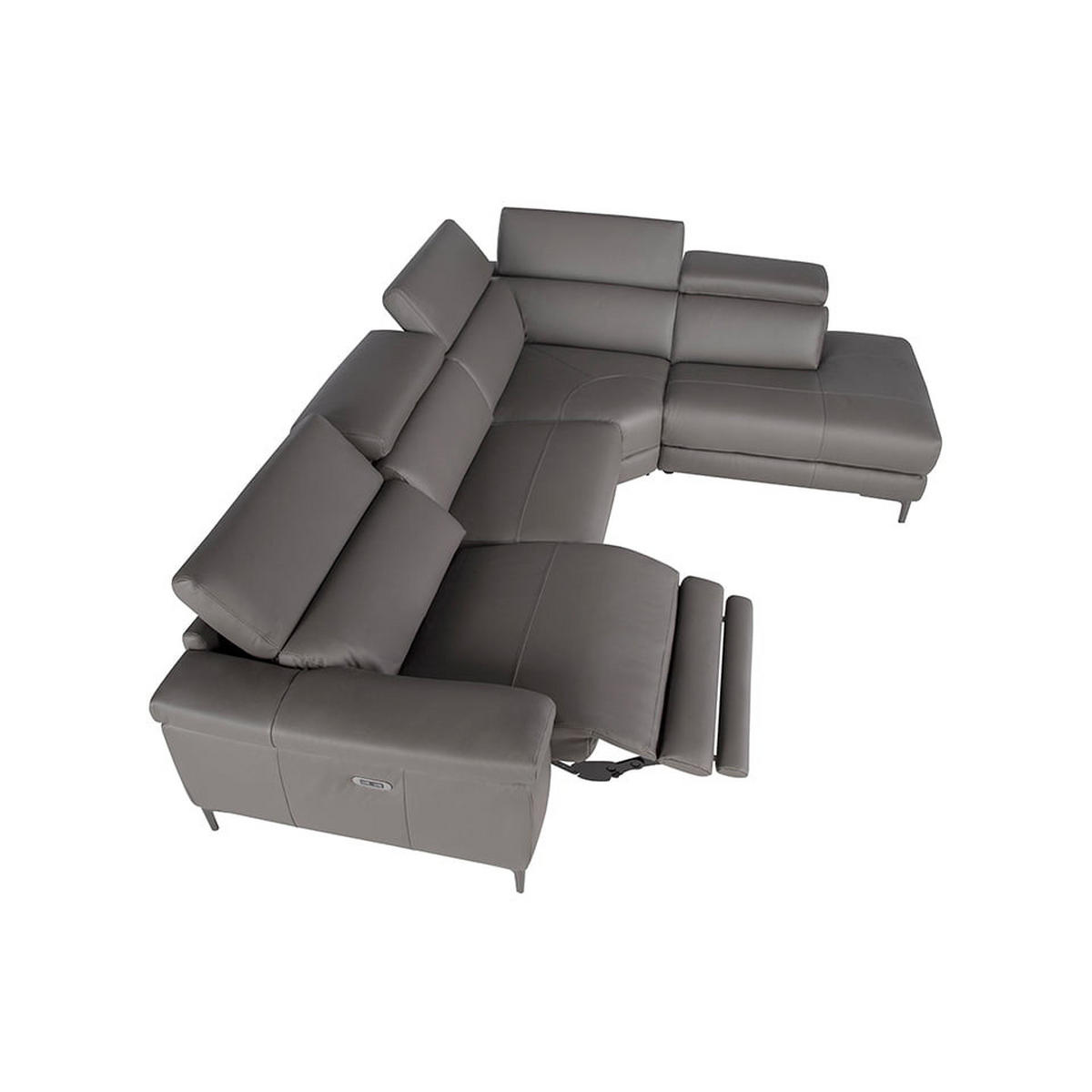 ECKSOFA Dunkelgrau Schwarz 295/232/97 cm - Dunkelgrau/Schwarz, Leder (295/232cm) - ANGEL CERDA