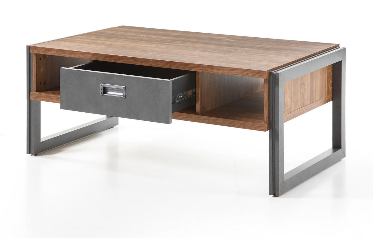 COUCHTISCH Eiche Stirling, Matera grau, Beistelltisch 113 x 67 cm - Eichefarben/Grau, Holzwerkstoff/Metall (67/113/45cm) - Furn.Design