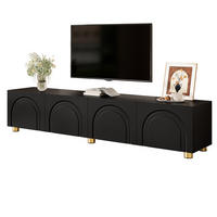 TV-SCHRANK mit 4 Türen 180 x 35 x 40 cm Schwarz mit Metallfüßen - Schwarz, Holzwerkstoff (35/40/180cm) - Beauniv