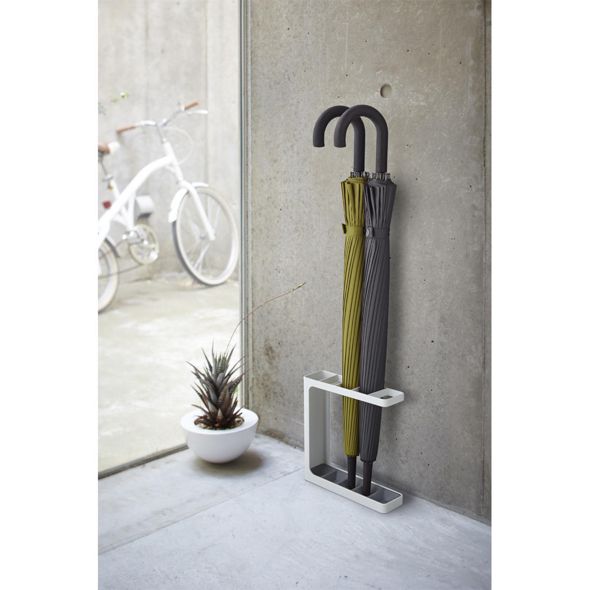 SCHIRMSTÄNDER Tower 7930 Weiß Metall 24.3/23.5/6.5 cm - Weiß, Metall (23.5/24.3/6.5cm) - Yamazaki