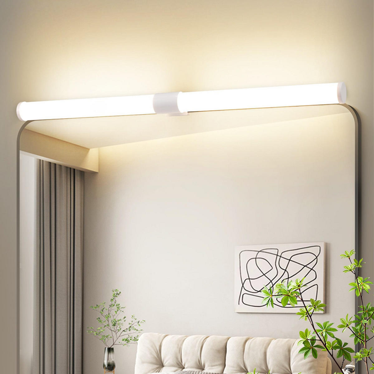 SPIEGELLEUCHTE Albertyne II 60/5.2/3.2cm - Weiß, Kunststoff (60/5.2/3.2cm) - Nettlife