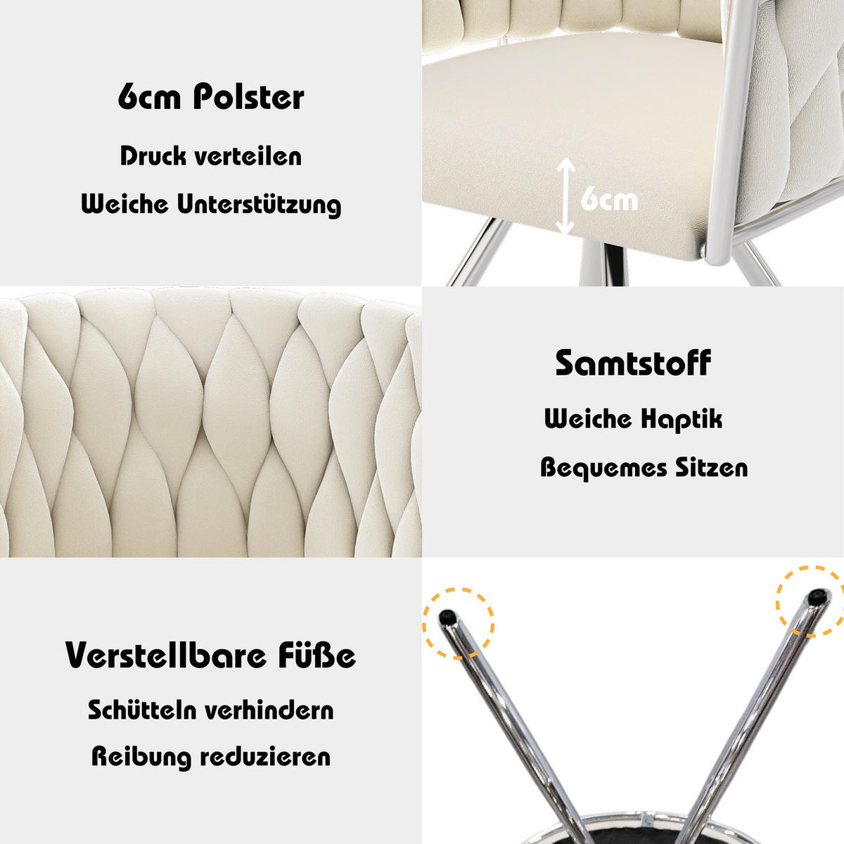 ESSZIMMERSTUHL 2er Set Samt Drehstuhl Beige Silber Metall - Multicolor, Textil (53/72/60cm) - FLIEKS