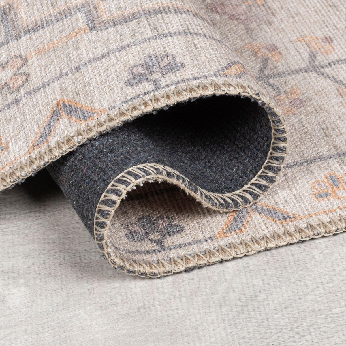 TEPPICH waschbar Medallion Muster, Orientalisch, Wohnzimmer schmutzabweisend Beige Rechteckig 152x230 - Beige, Textil (152/230cm) - KADIMA DESIGN
