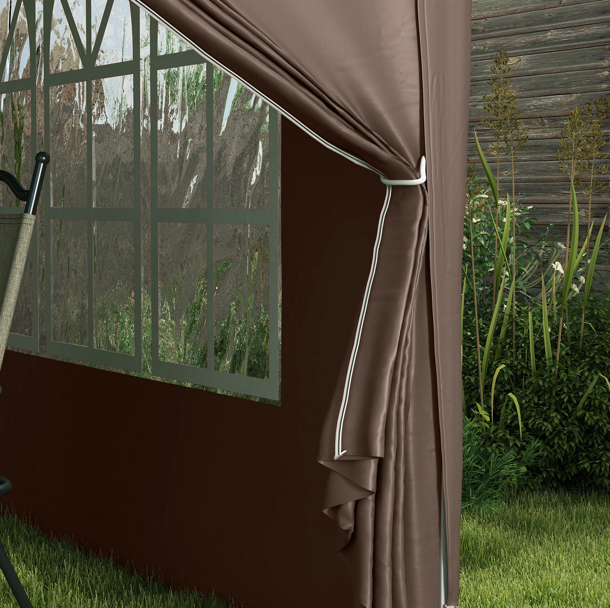 SKLÁDACÍ zahradní altán z polyesteru 295x295x258 cm kávový se 4 stěnami, UV ochranou a taškou - hnědá, textil (295/258/295cm) - Modfu