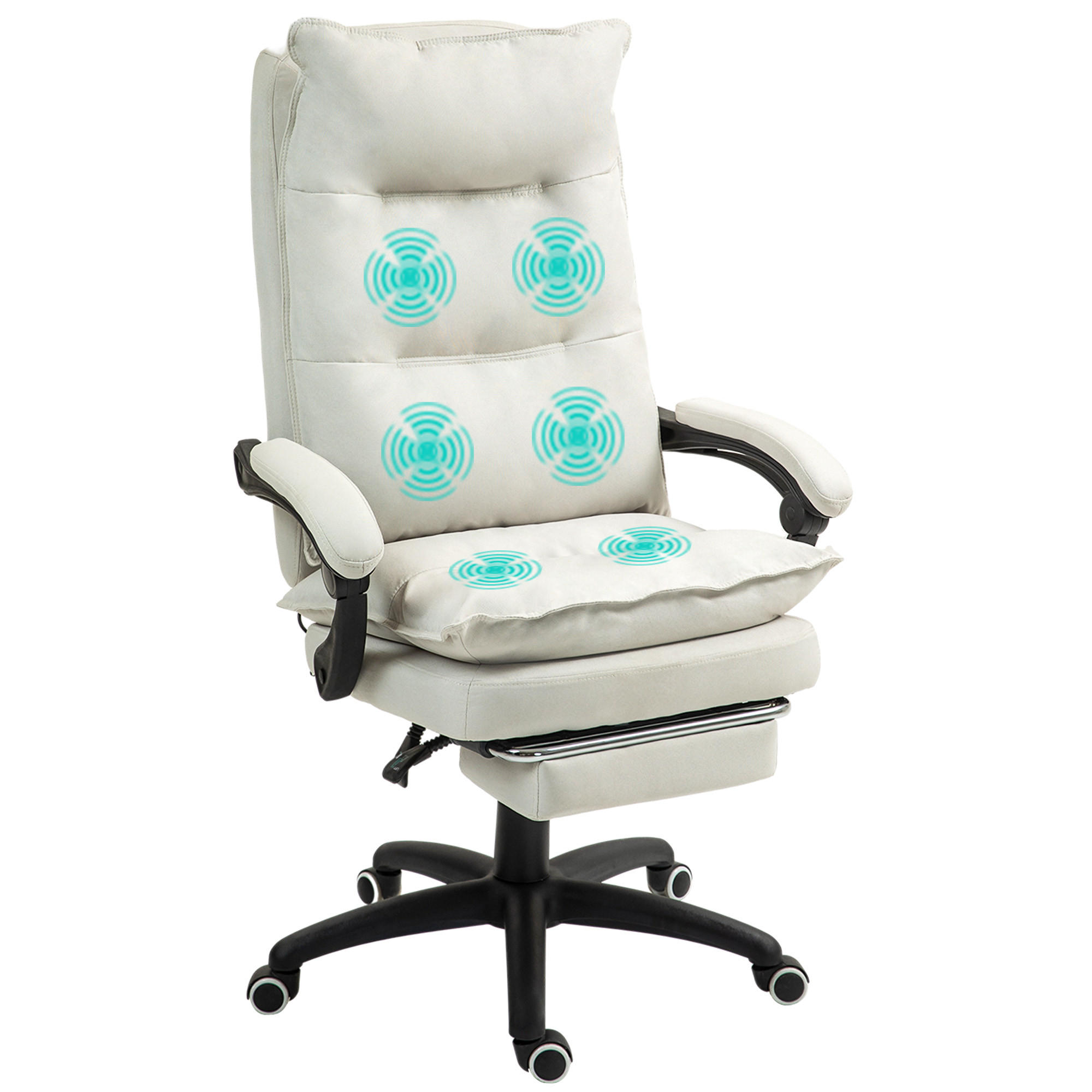 MASSAGE-BÜROSTUHL, höhenverstellbarer, Nylon - Creme, Kunststoff (62/130/70cm) - Vinsetto