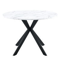 ESSTISCH runder Weiß mit schwarzem X-förmigem Gestell 110/110/75 cm - Weiß, Holz (110/110/76cm) - Oxeza