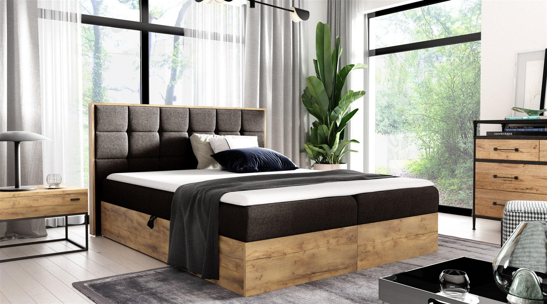 BOXBETT Kalypso überlänge Faro - Braun, Holzwerkstoff/Textil (200/220cm) - Fun Möbel