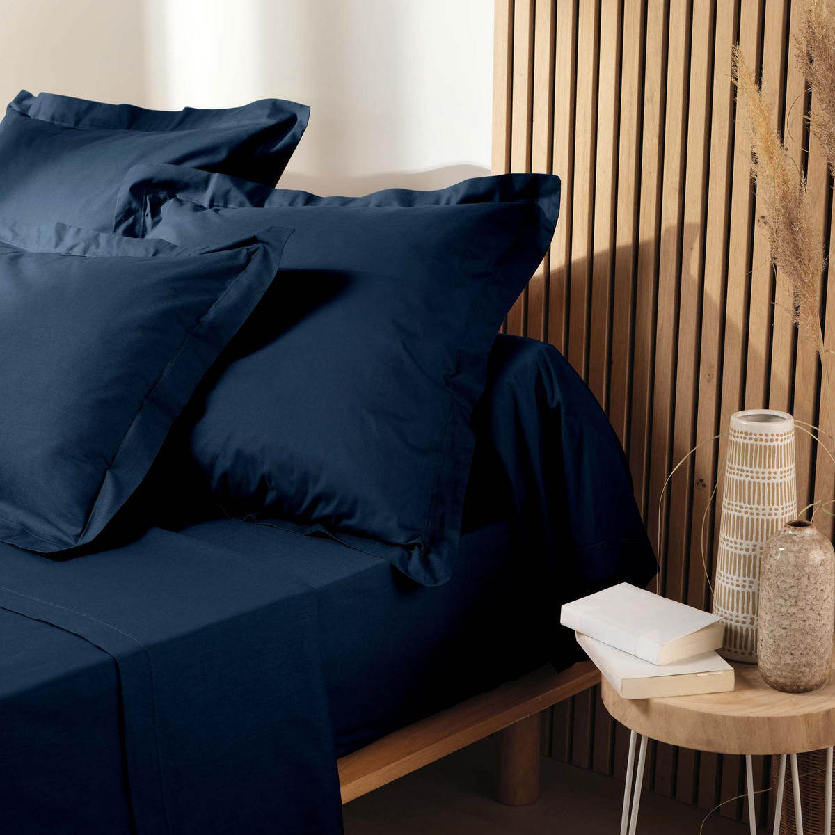 SPANNBETTTUCH mit Gummiband Biolina 200/180 cm - Dunkelblau, Naturmaterialen (180/200cm) - Douceur d´intérieur