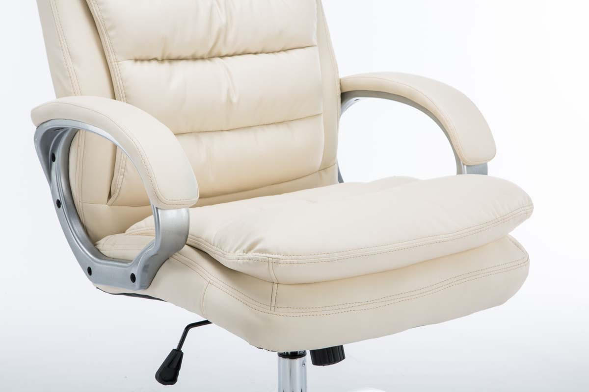 BÜROSTUHL SOUK - 116x68x77, Creme | Kunstleder - Creme, Leder/Metall (68/116/77cm) - DELUKE