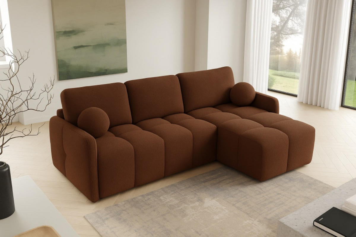 ECKSOFA Ceglasty MONO Mit Schlaffunktion Und Dekokissen Rechts - Orange, Textil (220/145cm) - Sepro Meble