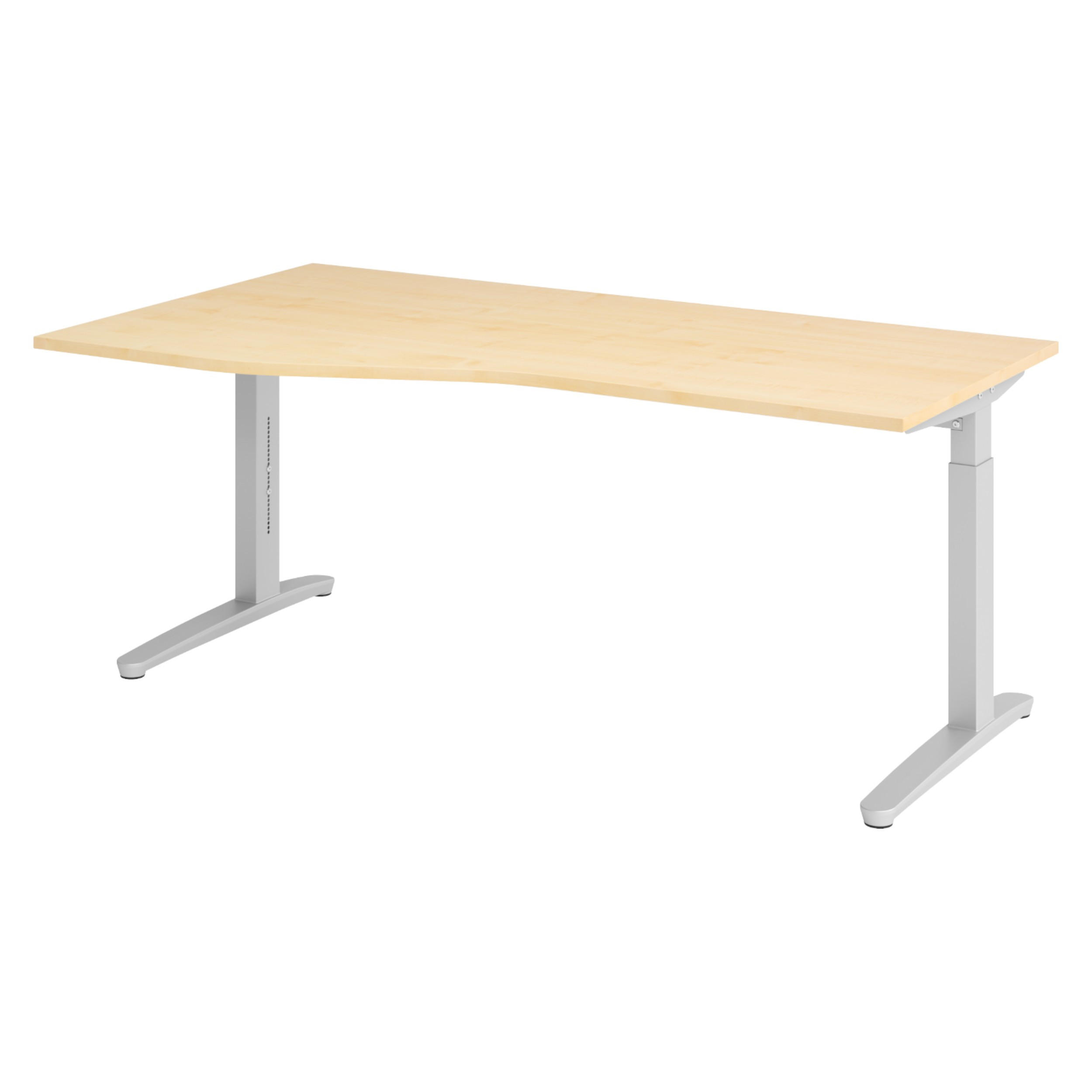 bümö Schreibtisch Ahorn, Silber 180x74x100 cm