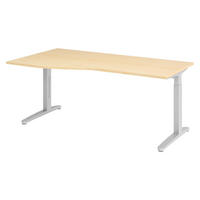 SCHREIBTISCH Serie-XB 100/180/74 cm in Ahornfarben/Silberfarben - Silberfarben/Ahornfarben, Holzwerkstoff (100/180/74cm) - bümö