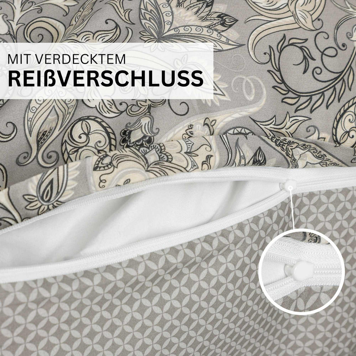 SATIN BETTWÄSCHE SALMLO - Grau, Textil (135/200cm) - Esprit
