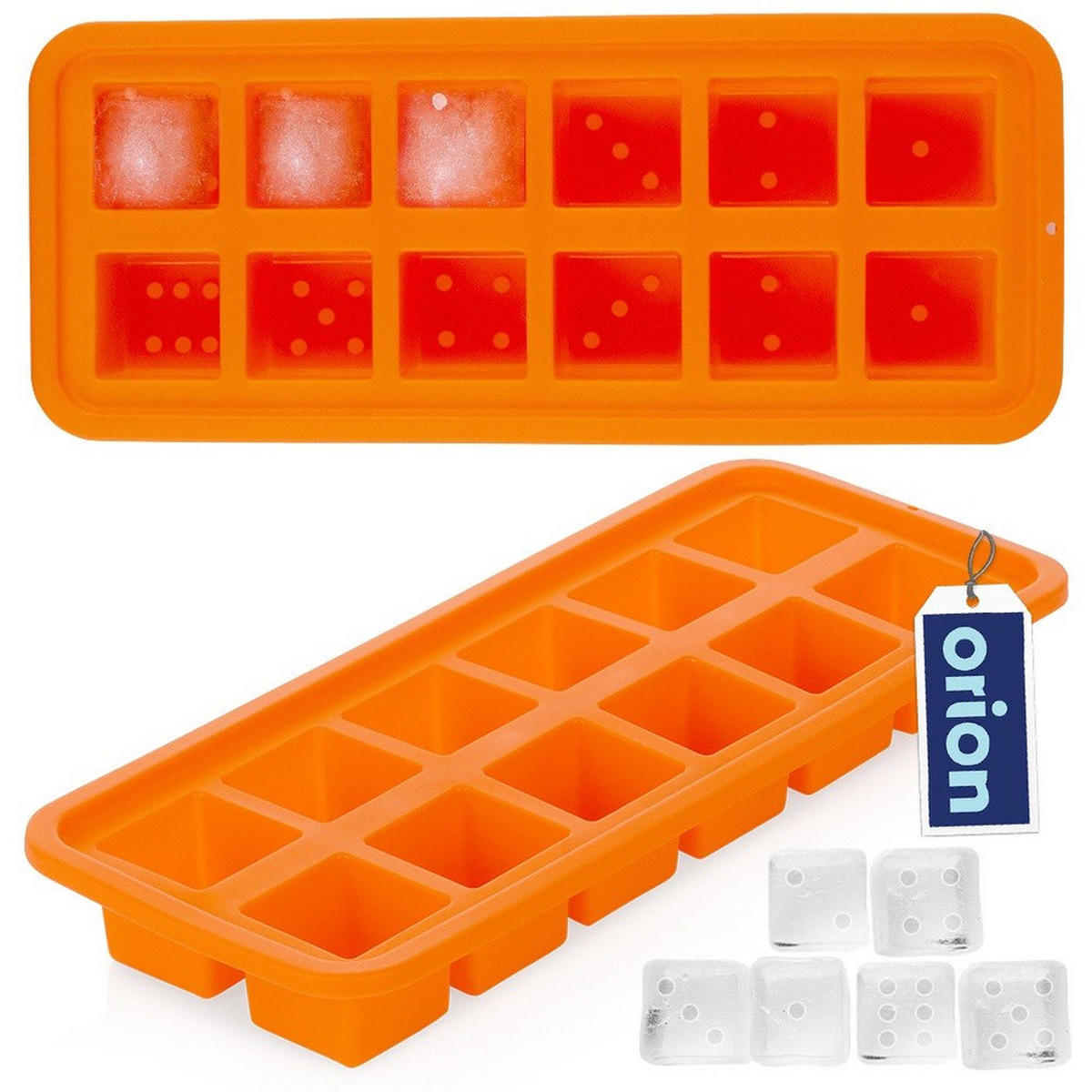 EISWÜRFELFORM SILLINIE Würfeldesign Orange - Orange, Kunststoff (26/3.5/11cm) - Orion 