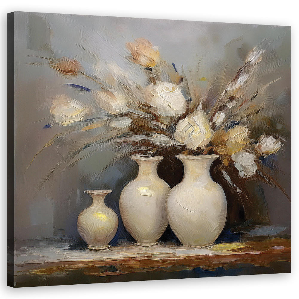 WANDBILD gemaltes stillleben vintage - Grau, Textil (50/50cm) - Feeby