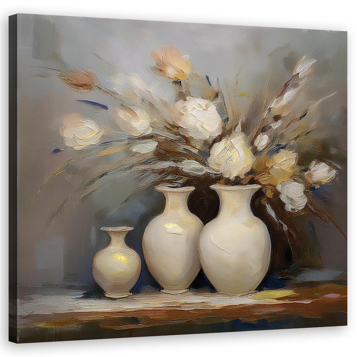 WANDBILD gemaltes stillleben vintage - Grau, Textil (50/50cm) - Feeby