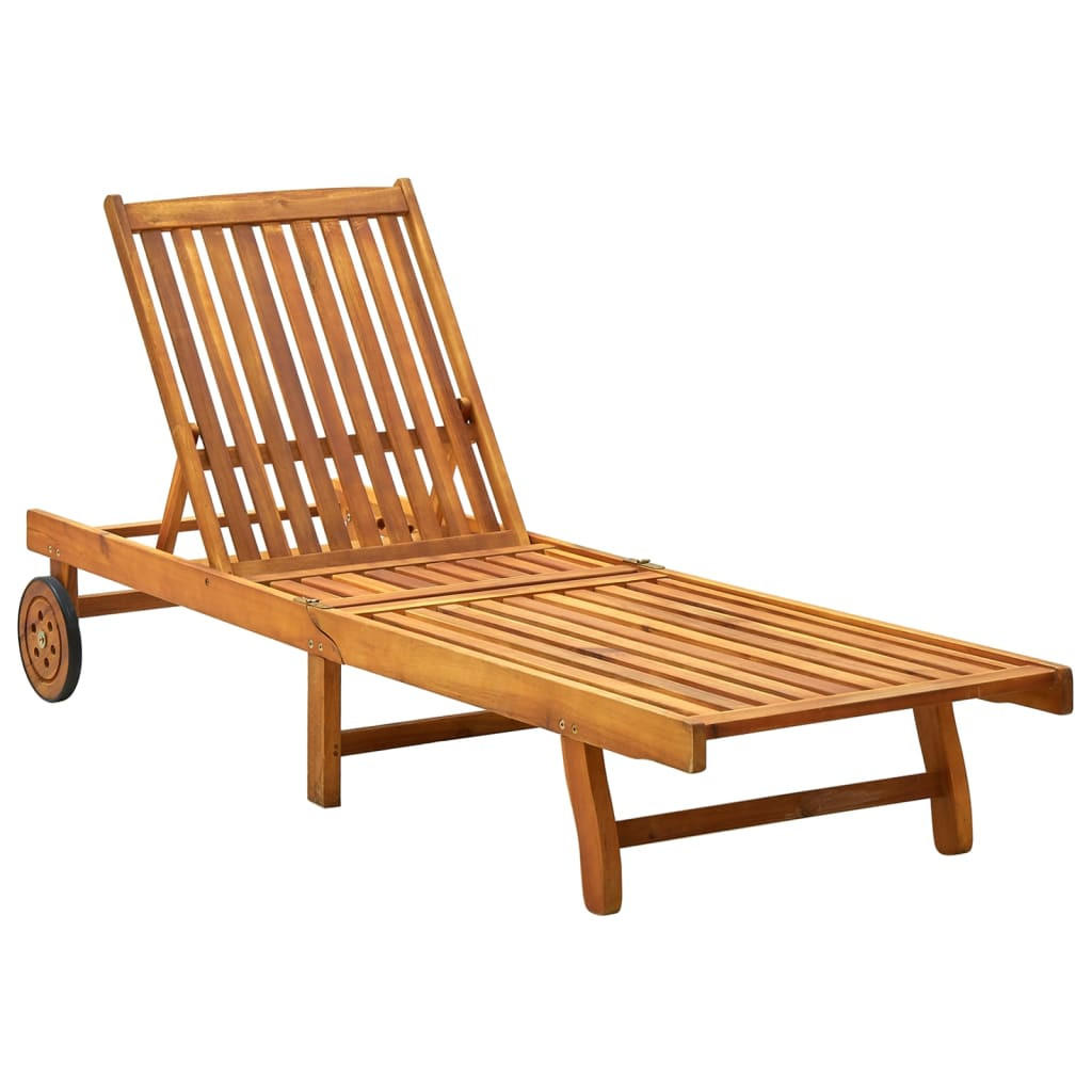 SONNENLIEGE mit Auflage Akazie Massivholz - Anthrazit, Holz (59/76/200cm) - furnicato