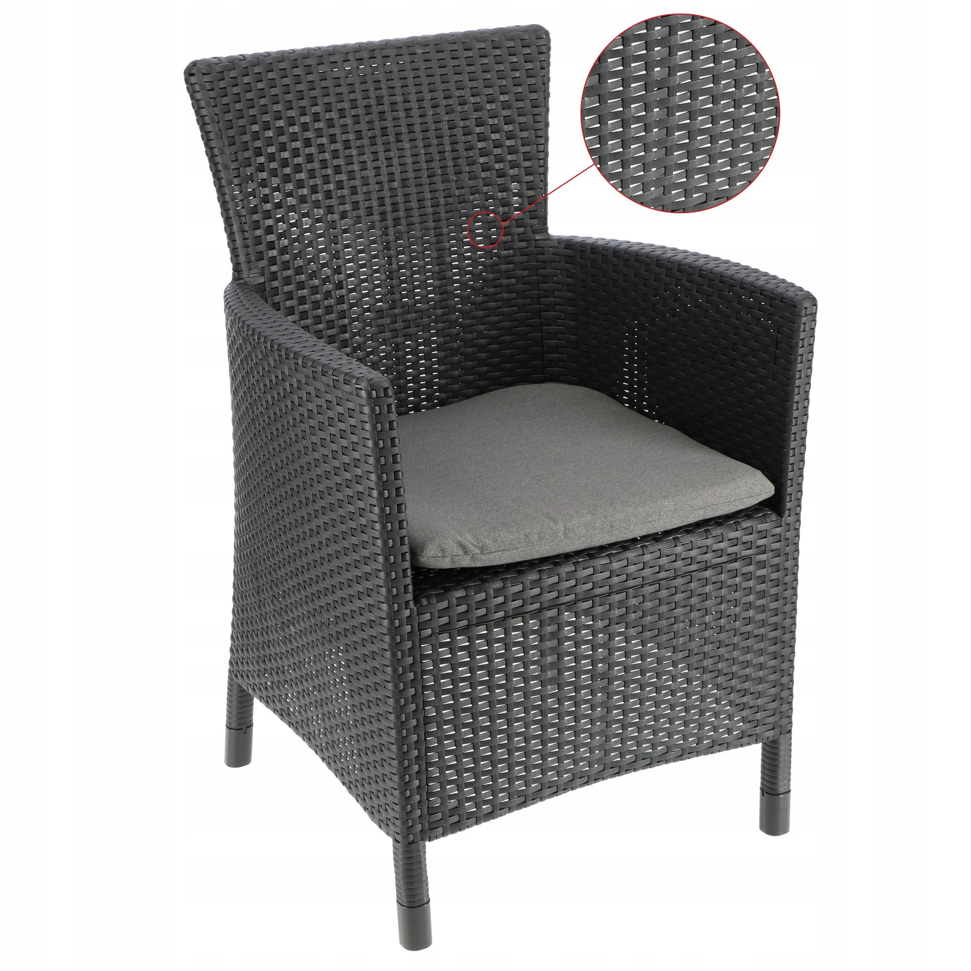 GARTENMÖBEL-SET, 2 Stühle + Tisch, Graphit - Graphitfarben, Kunststoff (60/62cm) - KADAX