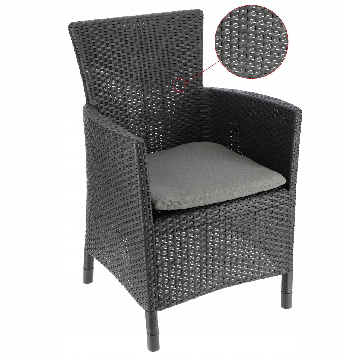 GARTENMÖBEL-SET, 2 Stühle + Tisch, Graphit - Graphitfarben, Kunststoff (60/62cm) - KADAX