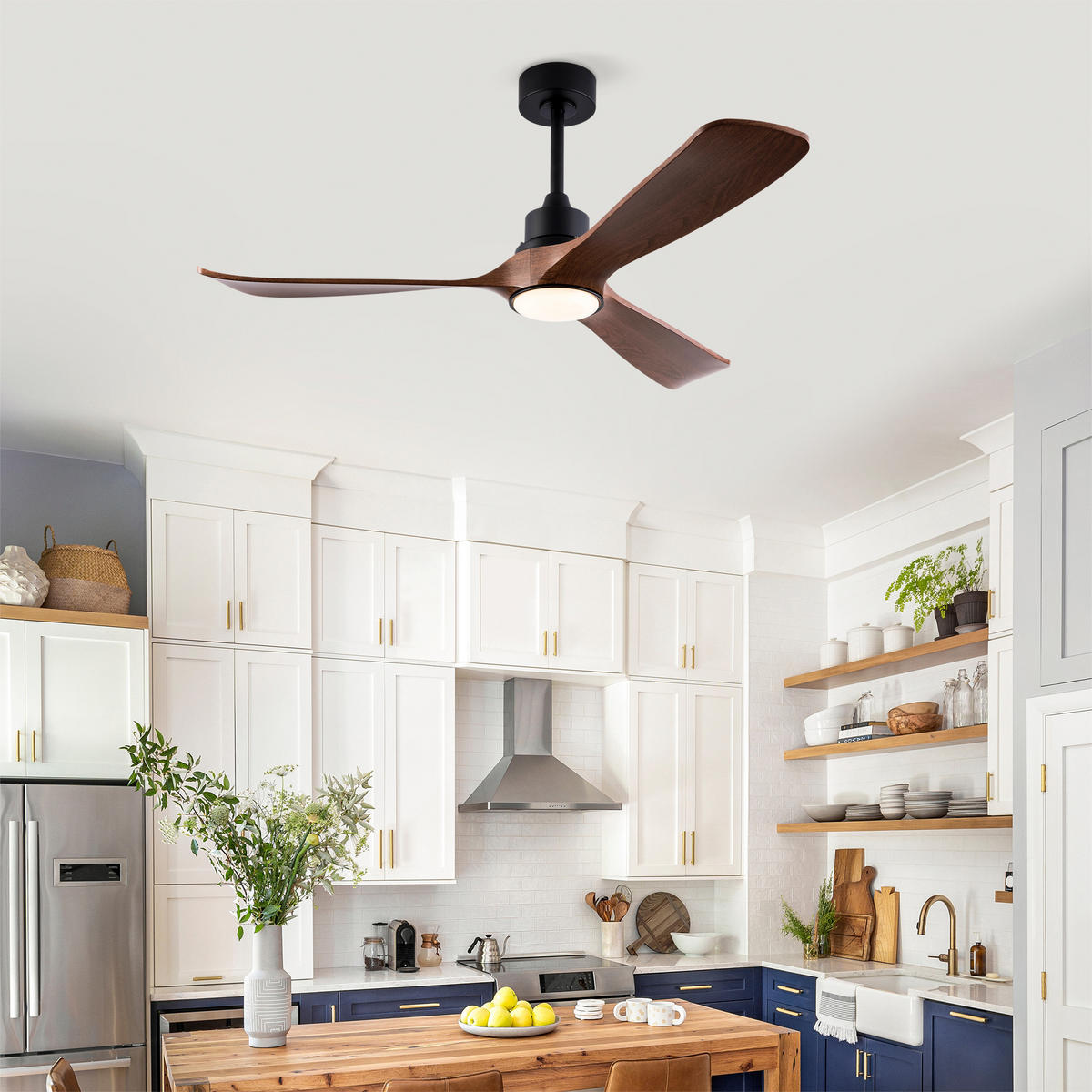 DECKENVENTILATOR DE-16217 52 Zoll mit Speicherfunktion & Fernbedienung Dunkelnussbaum - Walnussfarben, Kunststoff (132/132/48cm) - ComfortXL