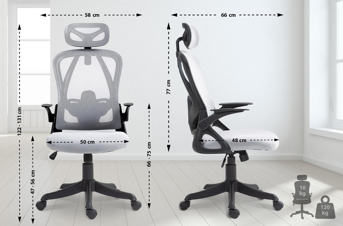 BÜROSTUHL Zypher grau - Schwarz/Grau, Kunststoff/Metall (58/131/66cm) - TPFLiving