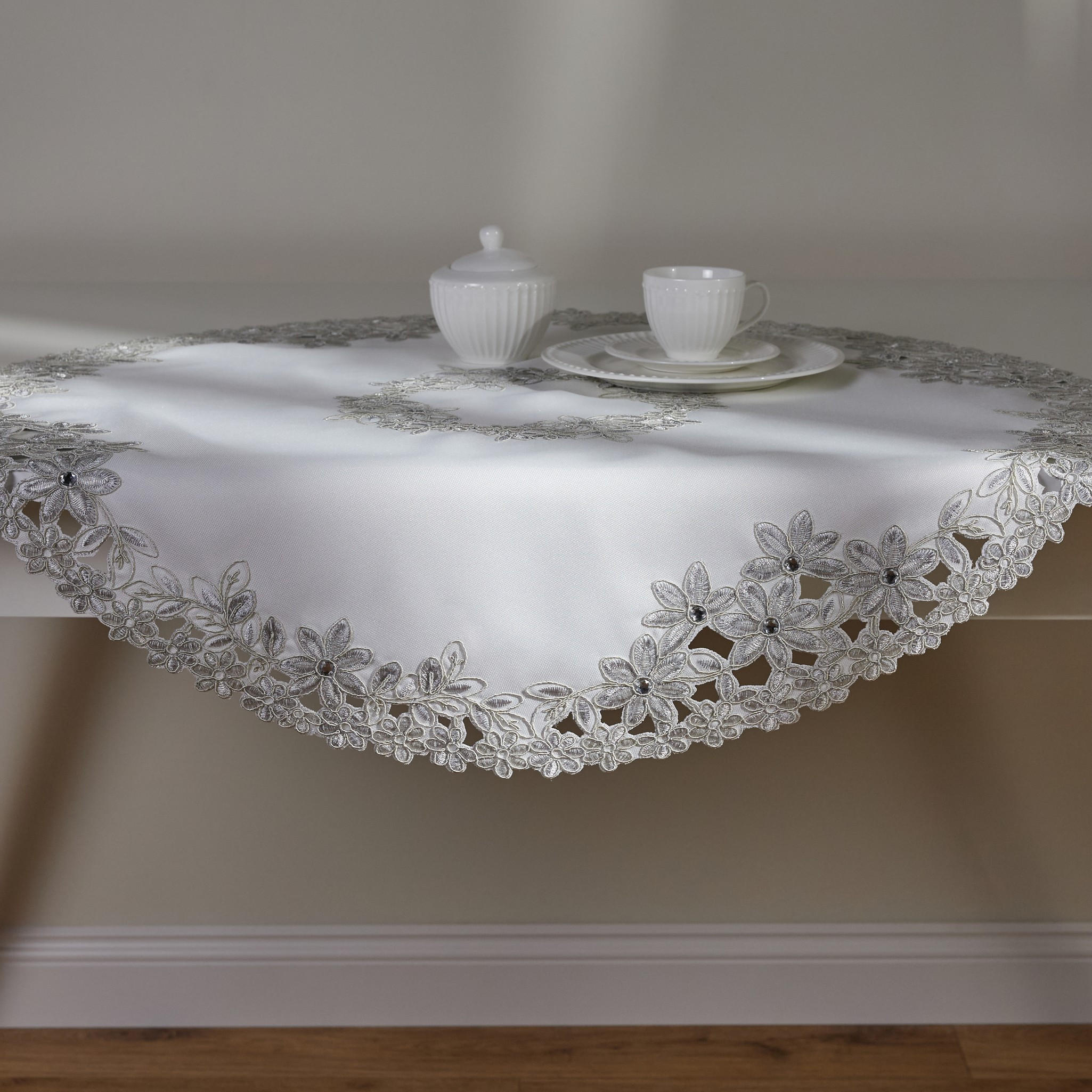 TISCHDECKE Adelaida2 - Weiß, Textil (80cm) - home&you