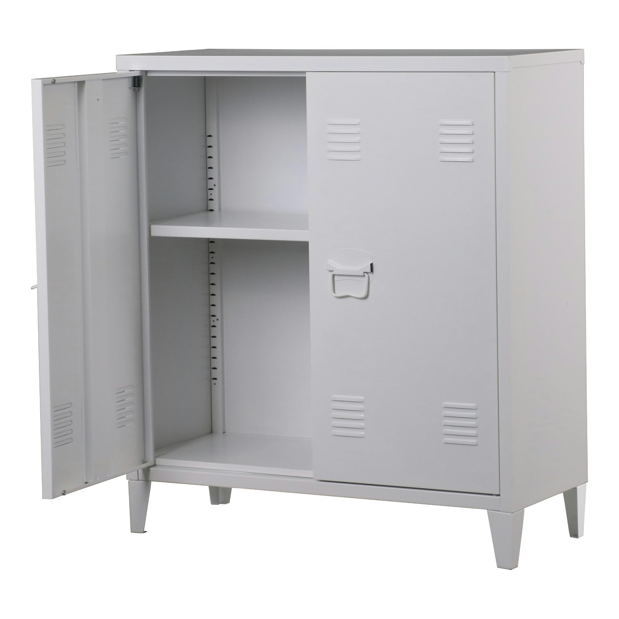 METALLSCHRANK Oripää - Weiß, Metall (80/90/33cm) - [en.casa]