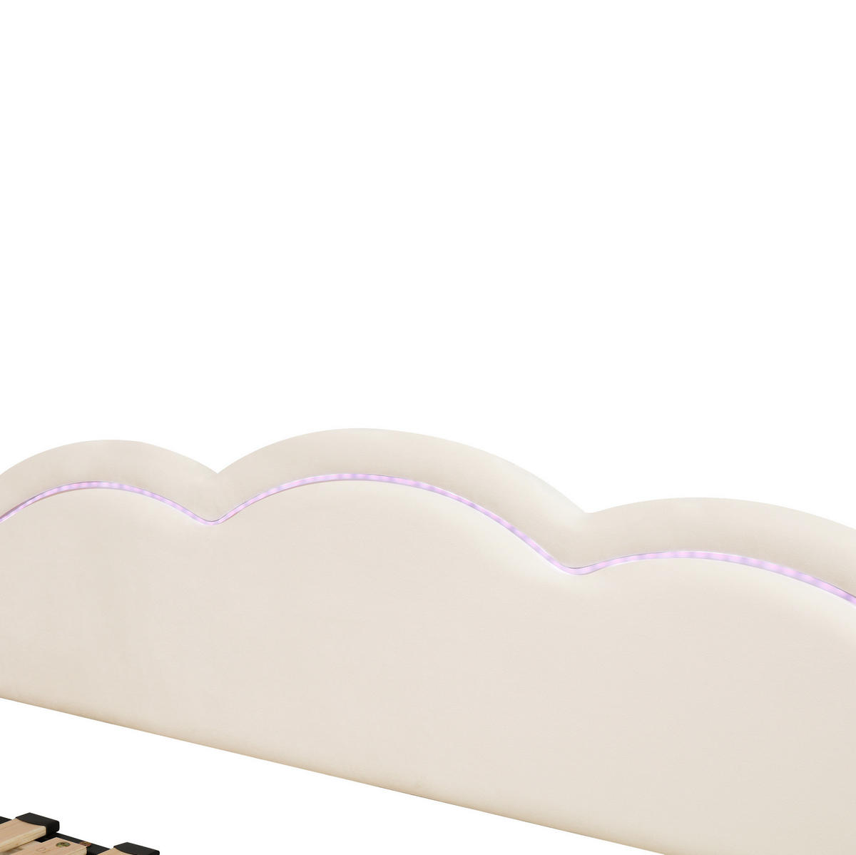 ČALÚNENÁ posteľ z velúru 90x200 cm béžová rozkladacia s LED osvetlením, USB a TYPE-C portom - béžová, textil (90/200cm) - Modfu