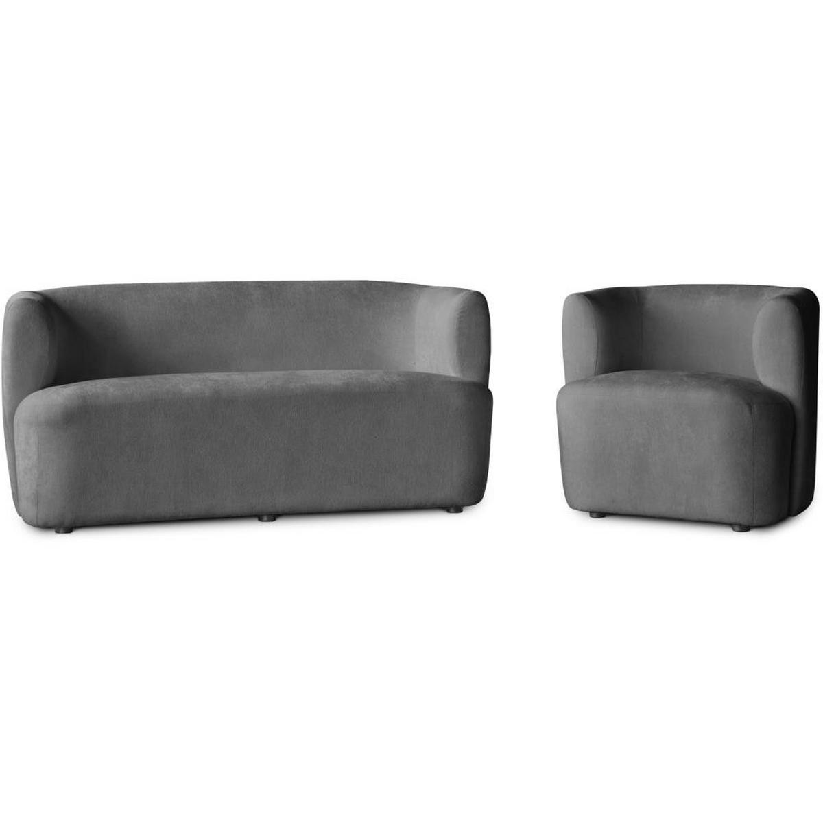 2-SITZER SOFA Nori dunkelgrau velour - Dunkelgrau/Schwarz, Kunststoff/Textil (150/68/72cm) - Beautysofa