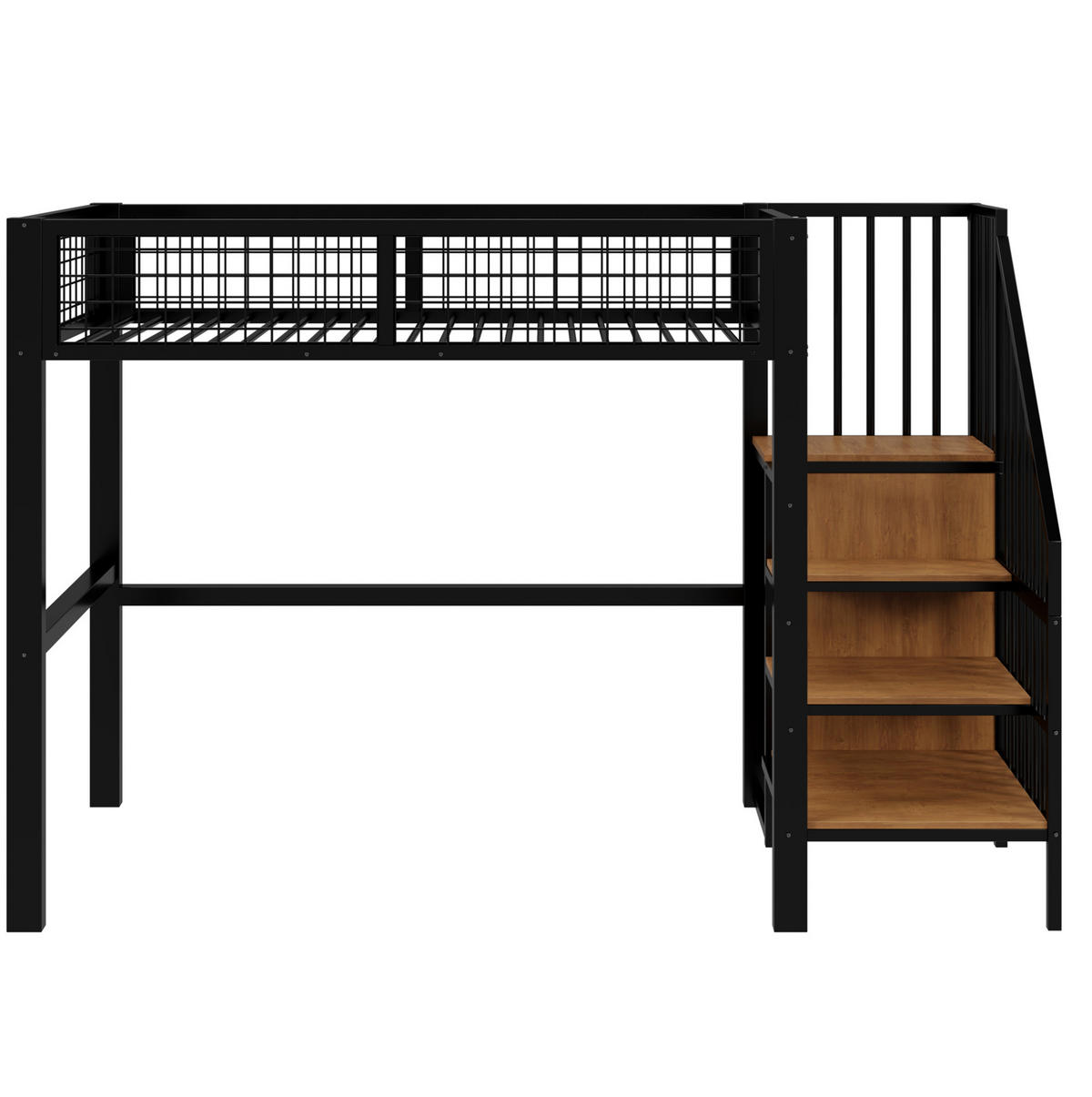 HOCHBETT 90/200 cm aus Metall mit Leiter und Kleiderschrank in Schwarz - Schwarz, Metall (90/200cm) - Flora Grace