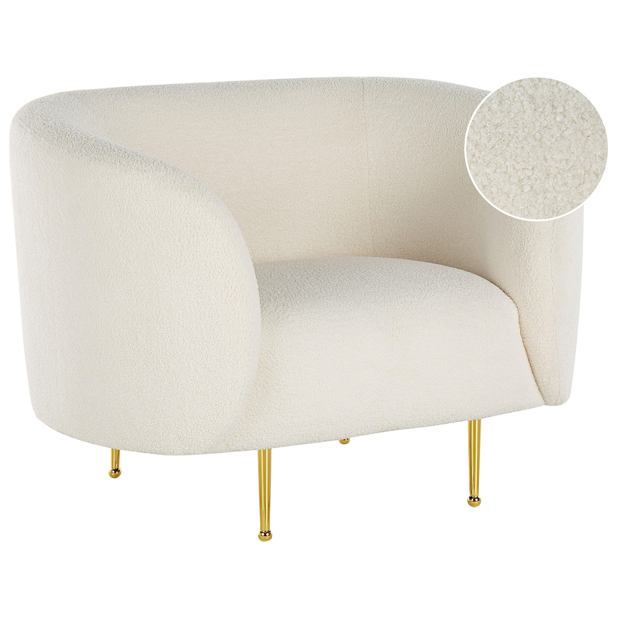 SESSEL Bouclé weiß Loen - Goldfarben/Weiß, Textil (105/79/70cm) - Beliani
