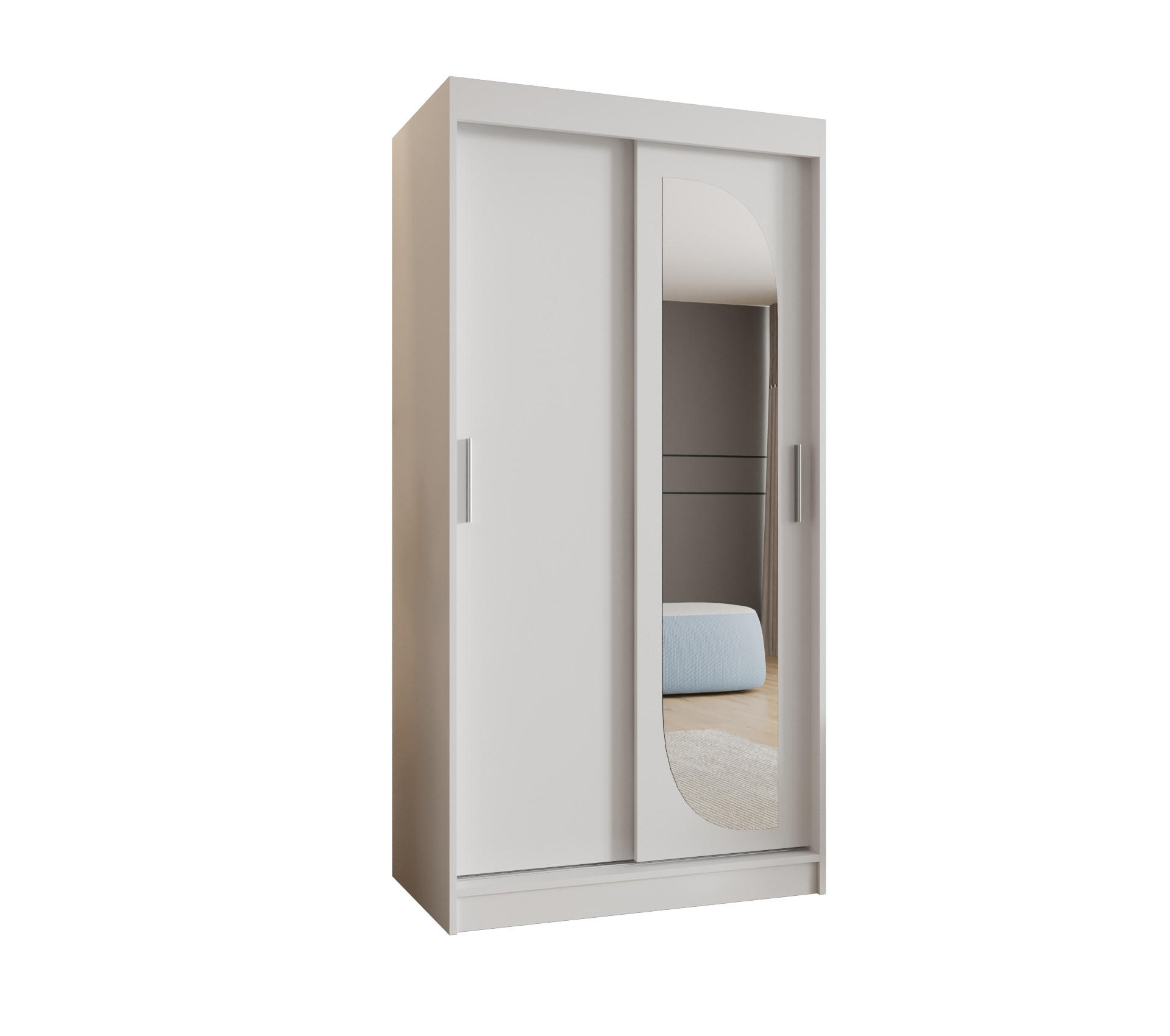 SCHWEBETÜRENSCHRANK 200/120/62 2-türig - Silberfarben/Weiß, Holz (120/200/62cm) - MÖBEL KRYSPOL