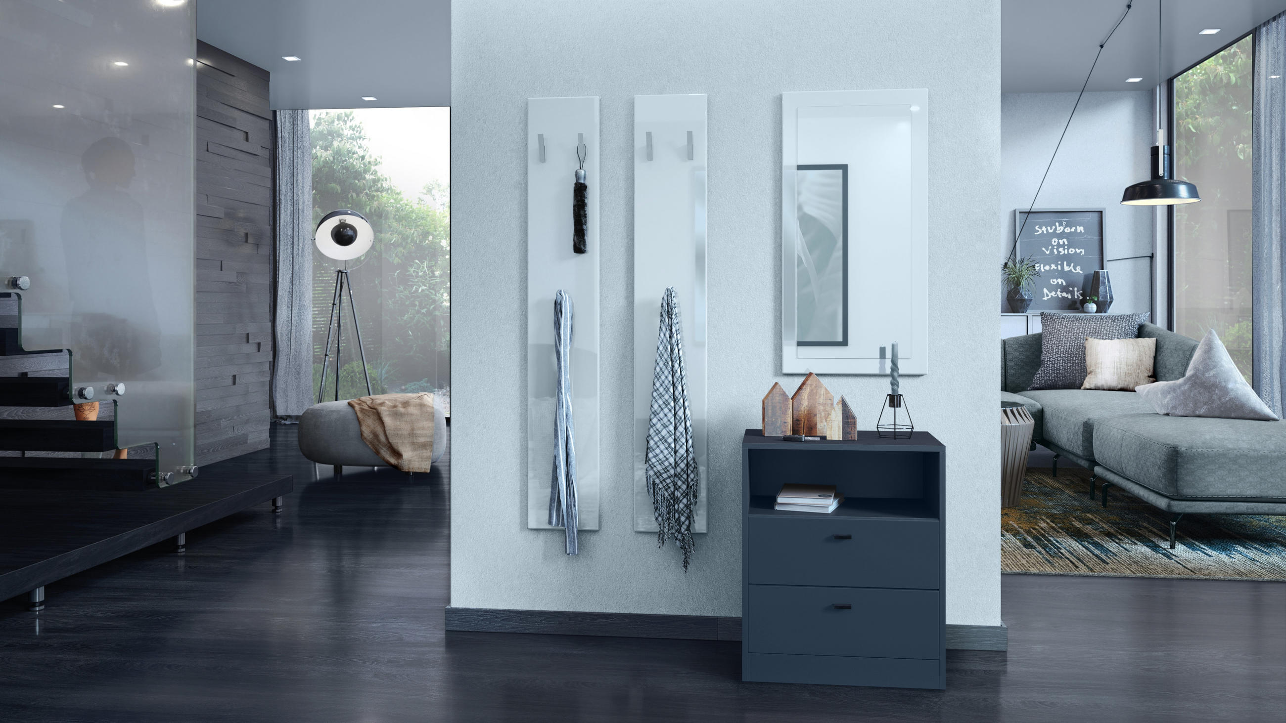 KOMMODE Pino Fronten in Anthrazit matt - Dunkelgrau/Anthrazit, Holzwerkstoff (56/67.5/36cm) - Vladon
