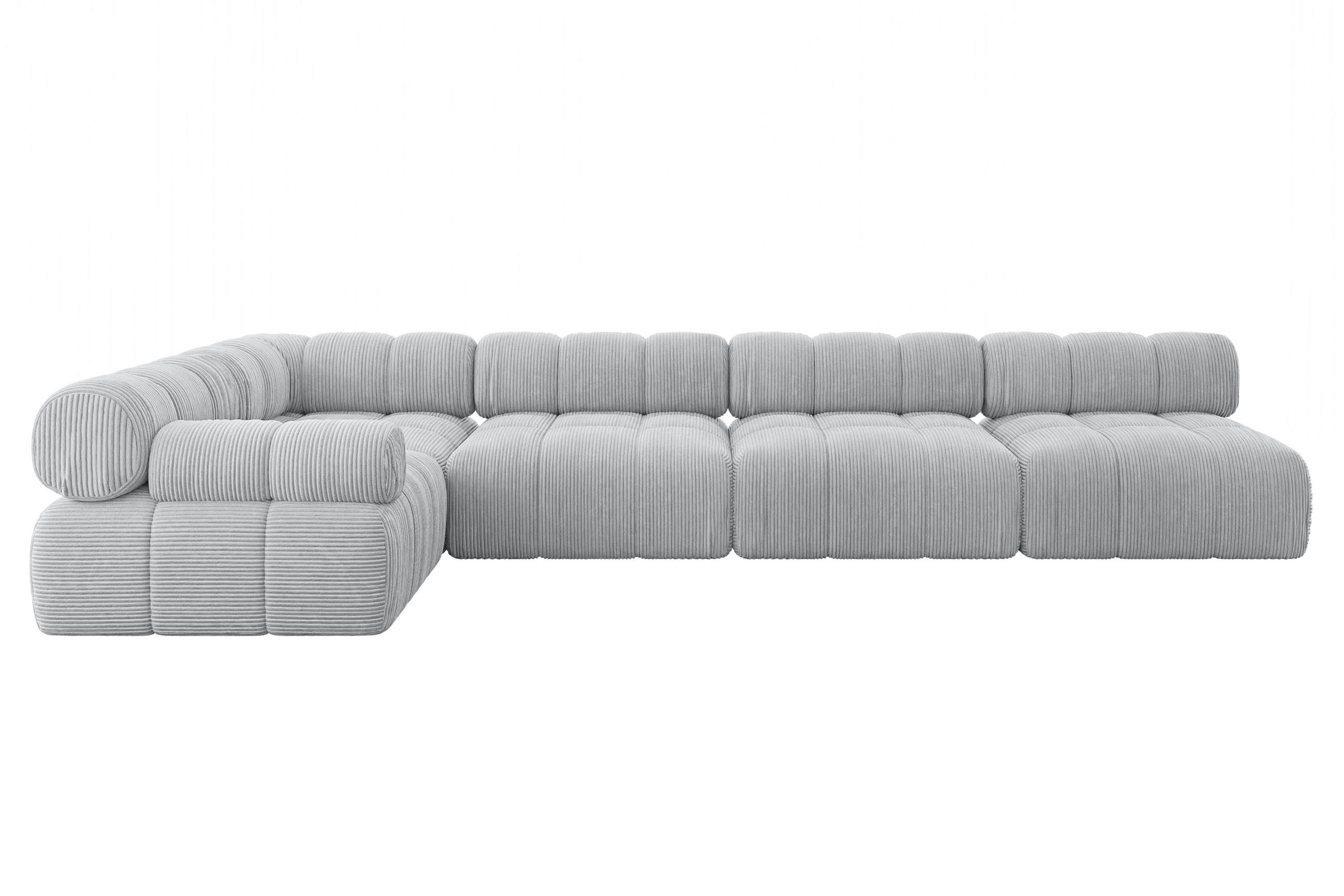ECKSOFA modulares Sofa Mende-L3 - 380x190x70 cm Grau Cord - Grau, Holzwerkstoff/Textil (380/190cm) - ALTDECOR