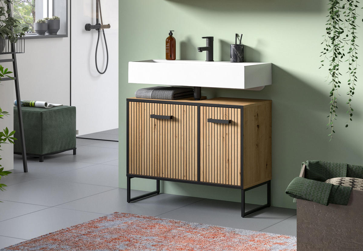 WASCHBECKENUNTERSCHRANK BAGNO (B/H/T: ca. 80/63/36 cm) in Artisan Oak Nachbildung/Artisan Oak Nachbildung - Eiche Artisan, Holzwerkstoff (80/63/36cm)