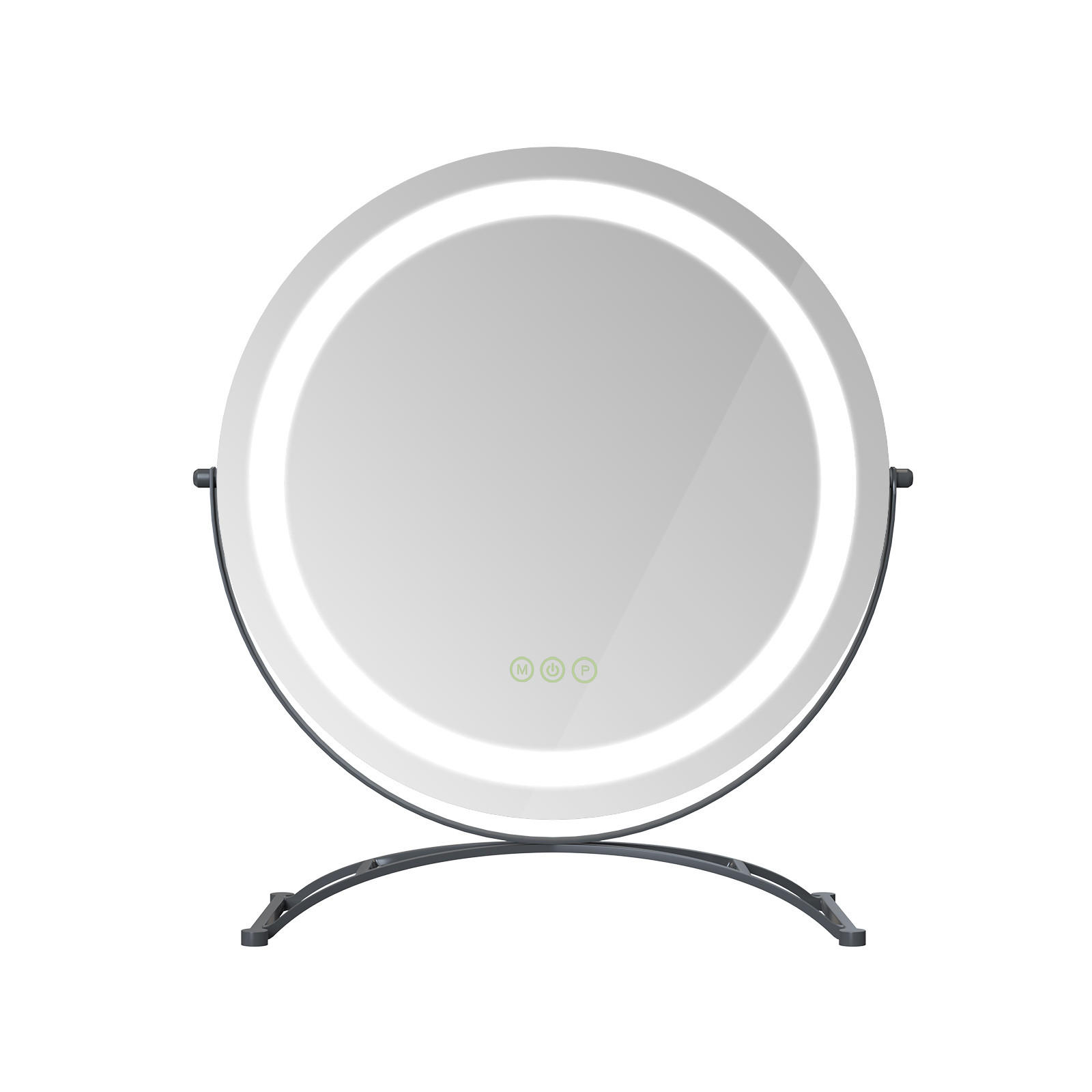 KOSMETIKSPIEGEL mit Beleuchtung, Schwarz, Ø40 cm - Schwarz, Glas (40/15.5/40cm) - EMKE