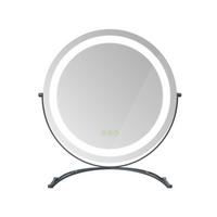 KOSMETIKSPIEGEL mit Beleuchtung, Schwarz, Ø40 cm - Schwarz, Glas (40/15.5/40cm) - EMKE