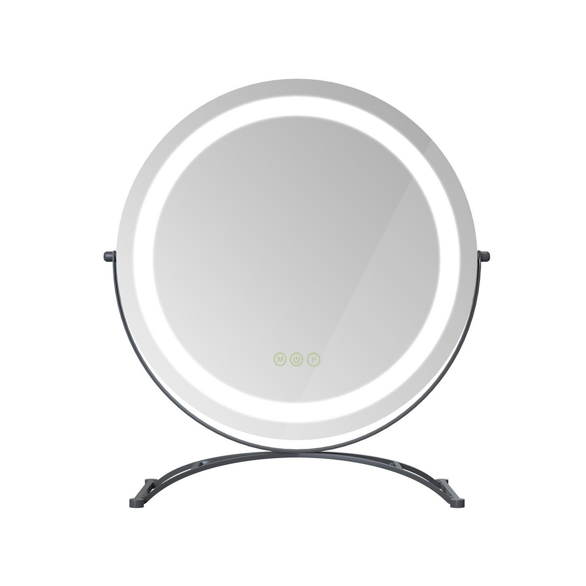 KOSMETIKSPIEGEL mit Beleuchtung, Schwarz, Ø40 cm - Schwarz, Glas (40/15.5/40cm) - EMKE