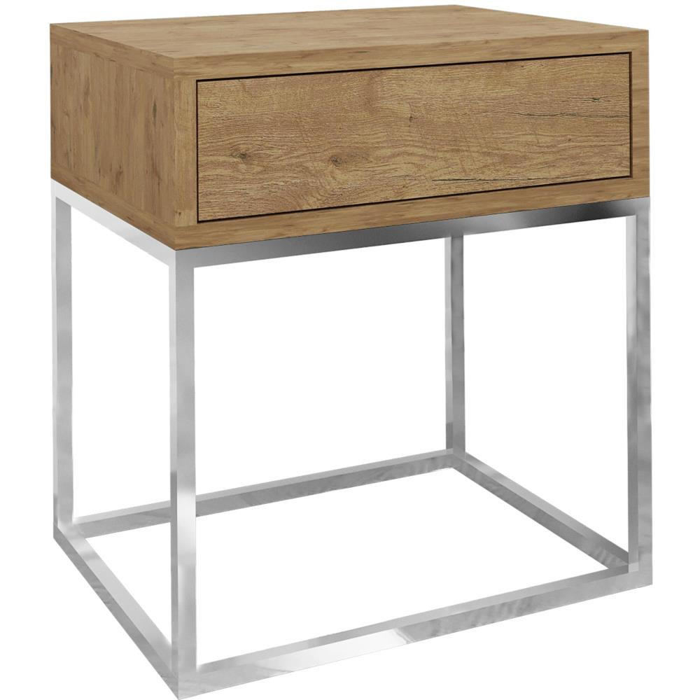 NACHTSCHRANK Kay 45/50/35 eiche Wotan - Chromfarben/Eiche Wotan, Holzwerkstoff/Metall (45/50/35cm) - Beautysofa