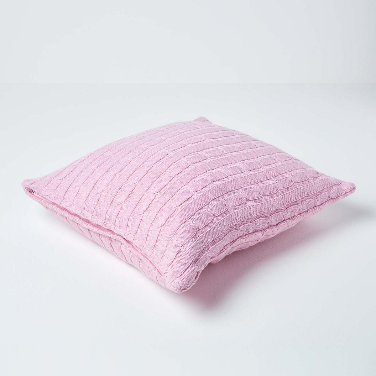 KISSENHÜLLE Zopfmuster 45/45 cm - Rosa, Textil (45/45cm) - Homescapes