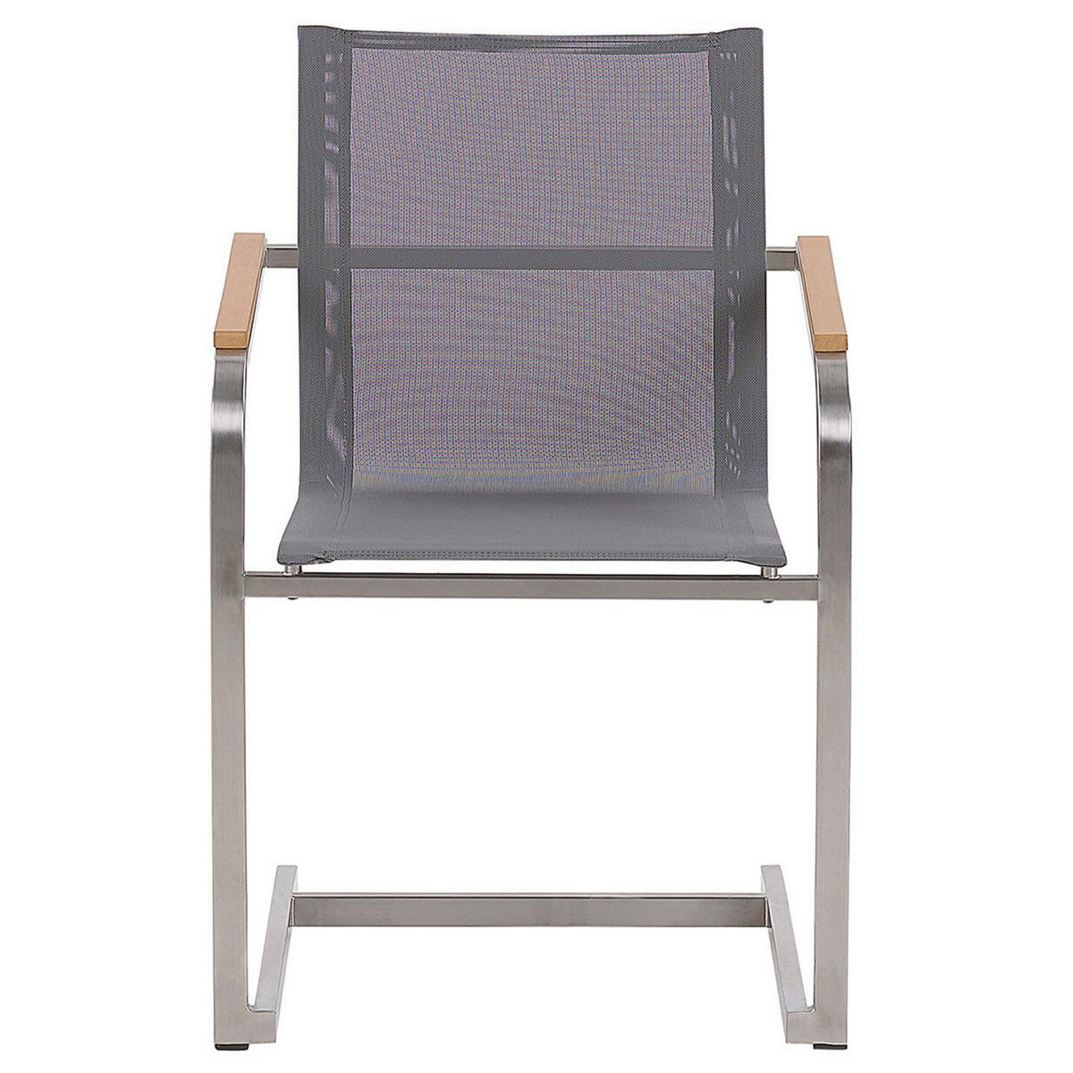 GARTENMÖBEL SET 6-Sitzer Keramik-Glas Textil grau Cosoleto - Silberfarben/Grau, Glas - Beliani