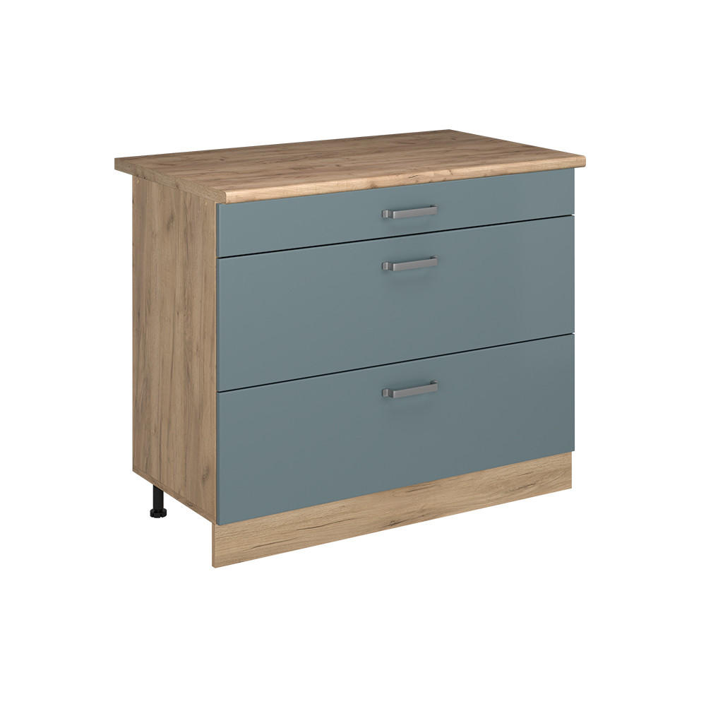 Vicco Küchenunterschrank Blaugrau, Eiche 100x81.6x60 cm