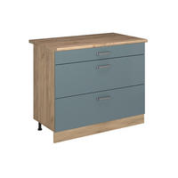 SPODNJA OMARICA ZA KUHINJO R-Line, Modro-siva/Zlati hrast z močjo, 100 cm pracovní deska Zlatý mocný dub - barve hrasta/modrosiva, leseni material (100/81.6/60cm) - Vicco