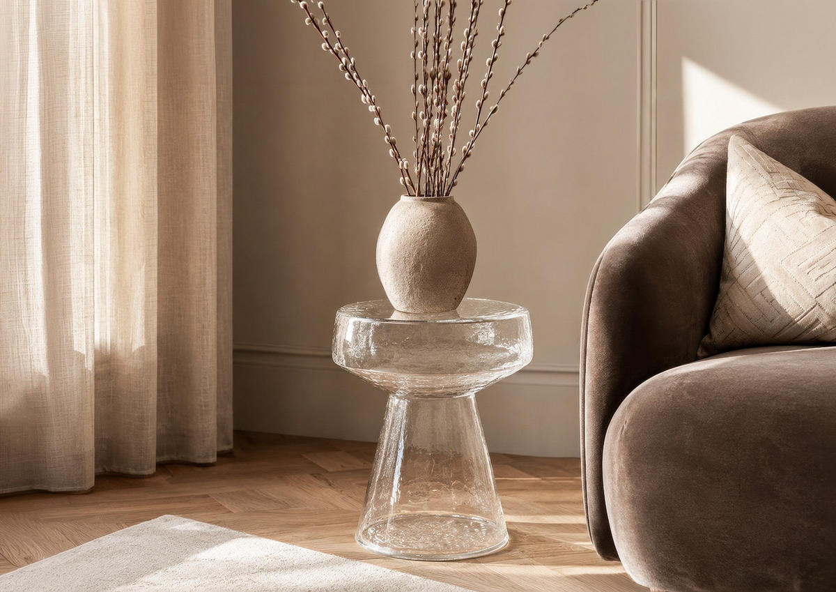 BEISTELLTISCH Bo - Transparent - 44/37/37 cm - Transparent, Glas (37/37/44cm) - Livingfurn