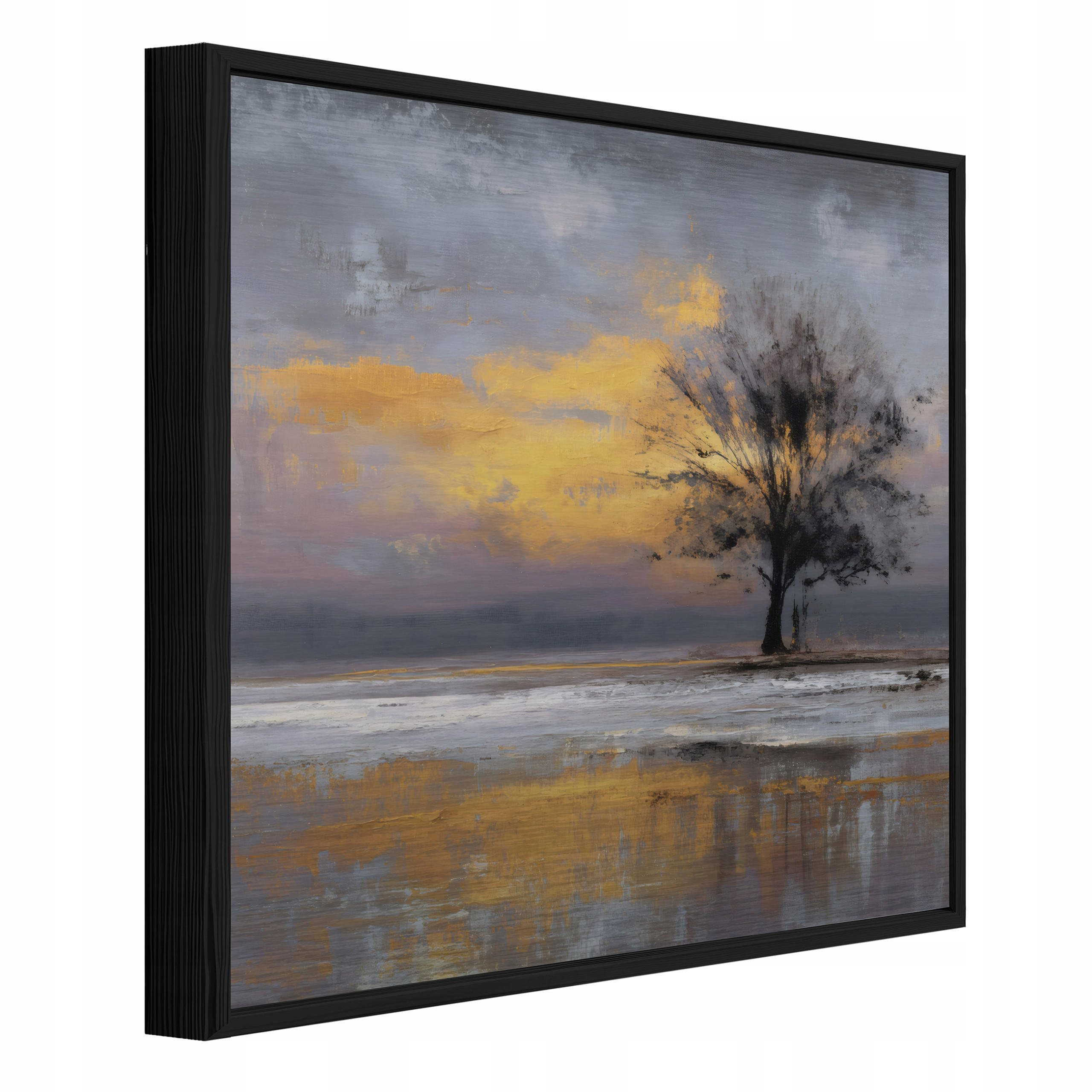 BILDER mit Rahmen Abstraktion Baum Golden 50x50 cm - Multicolor, Metall (50/50cm) - Wallarena