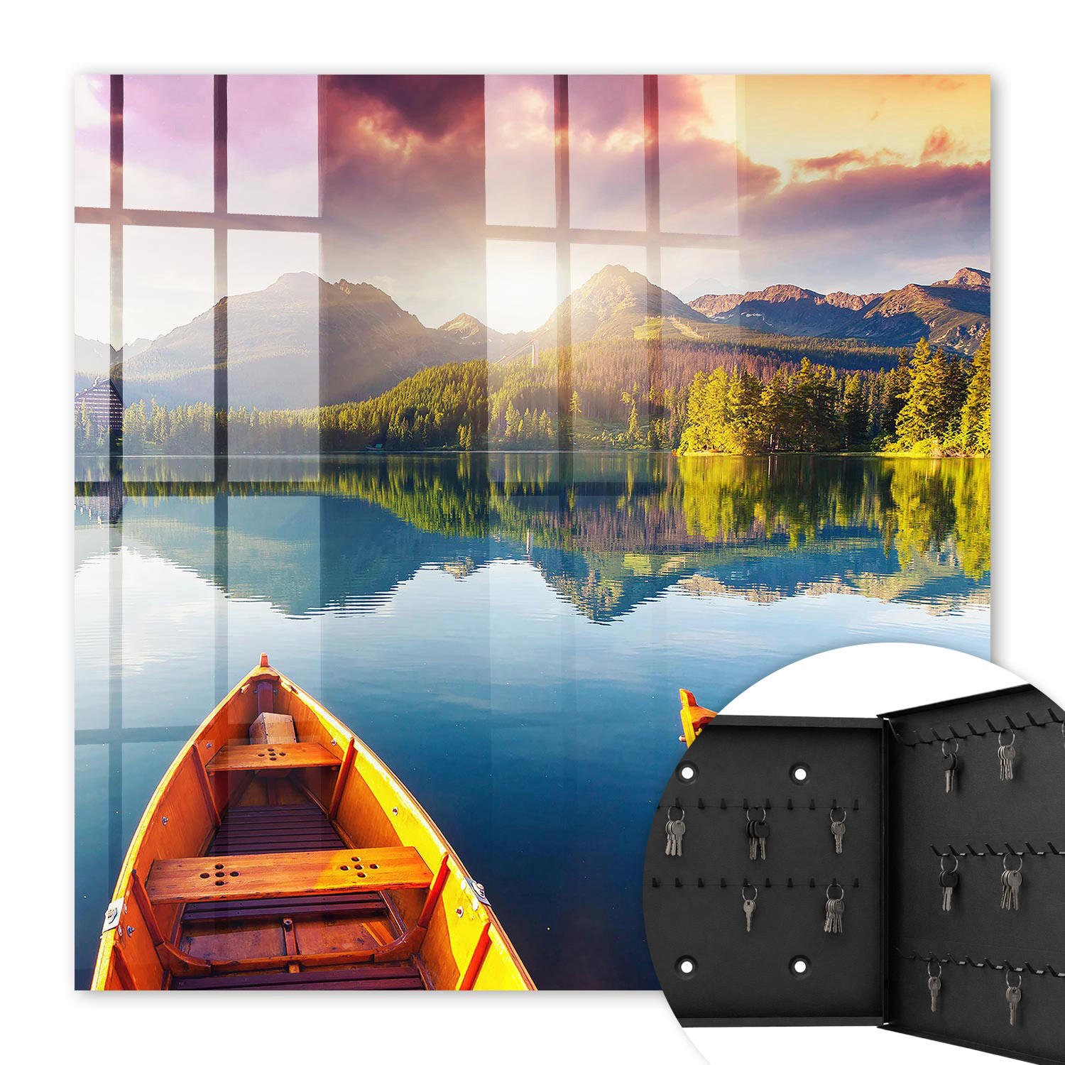 SCHLÜSSELBOX Schwarz 30x30 cm- Türöffnung nach rechts - Bergfrieden - Blau, Metall (30/30/5cm) - TULUP