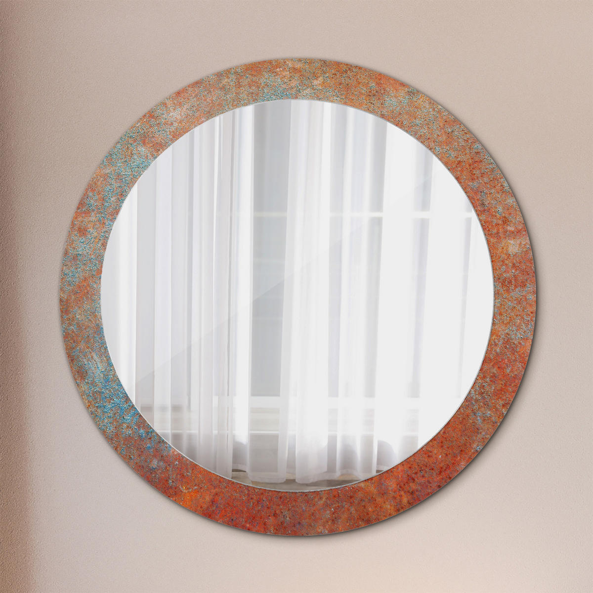 SPIEGEL Ø80 cm Rund mit Aufdruck - Orange, Glas (80/80/0.4cm) - TULUP