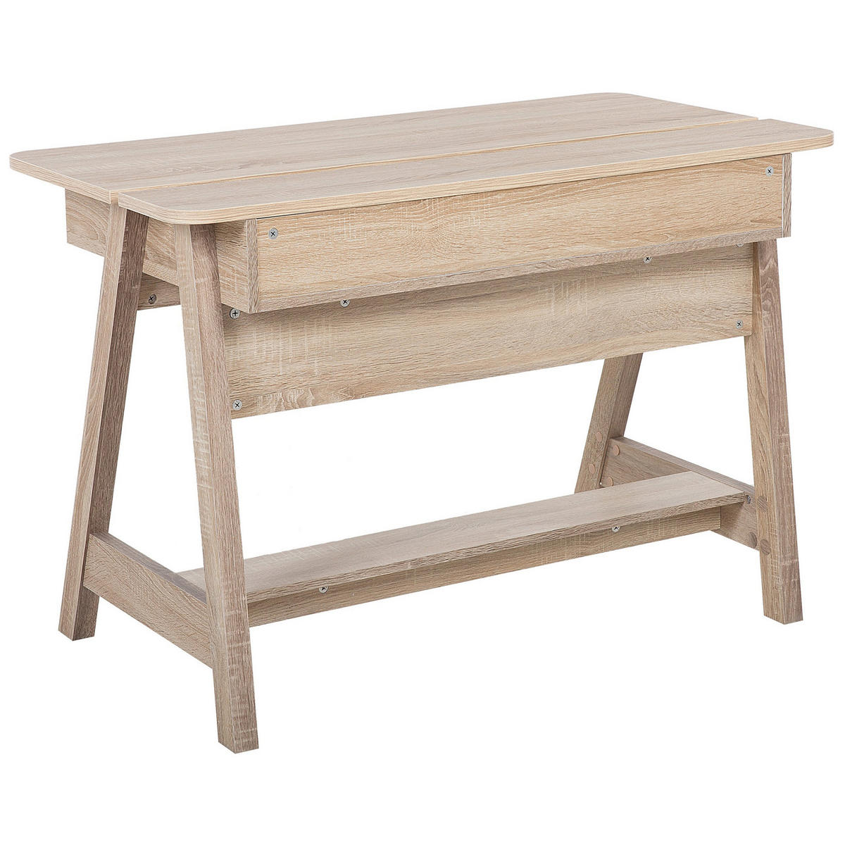 SCHREIBTISCH heller Holzfarbton/weiß 110/60/75 cm Jackson - Weiß, Holzwerkstoff (60/110/75cm) - Beliani