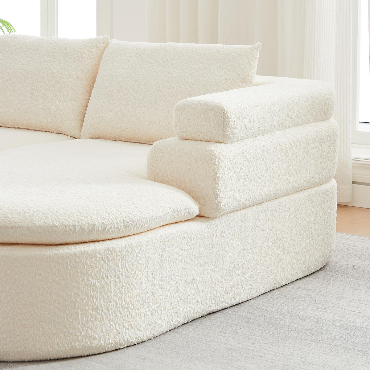 ECKSOFA DE-35270 mit Chaiselongue Cremeweiß - Beige, Textil (170/260cm) - ComfortXL